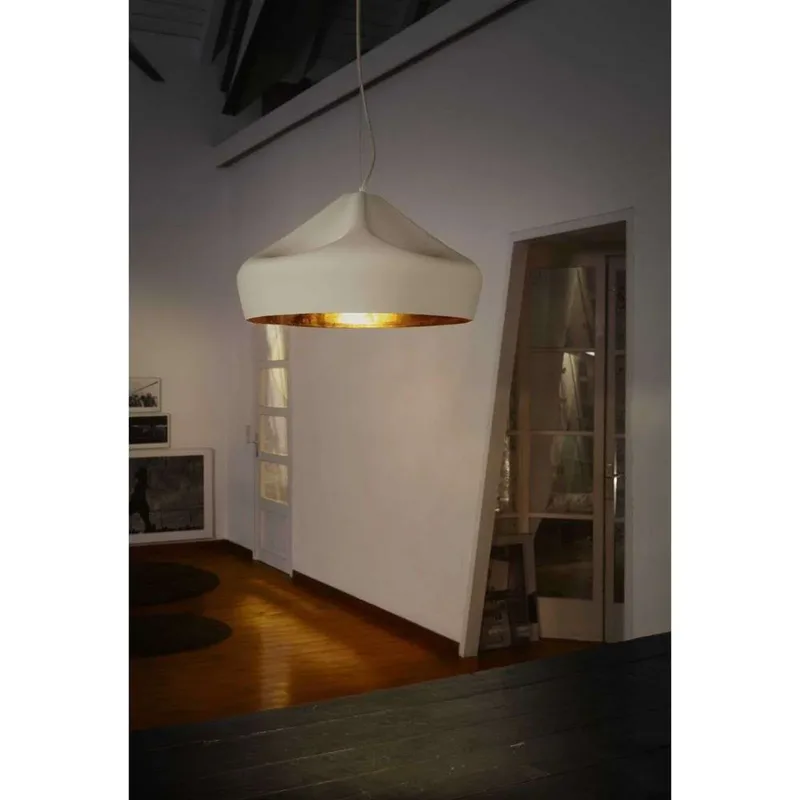 Pleat Box 47 Hanglamp E27 Ocher/Wit - Marset - Eetkamer - Keramiek van Marset – productfoto