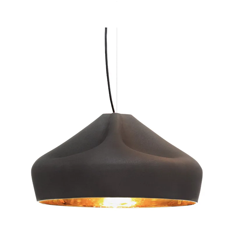 Pleat Box 47 Hanglamp E27 Zwart/Goud - Marset - Eetkamer - Keramiek van Marset – productfoto