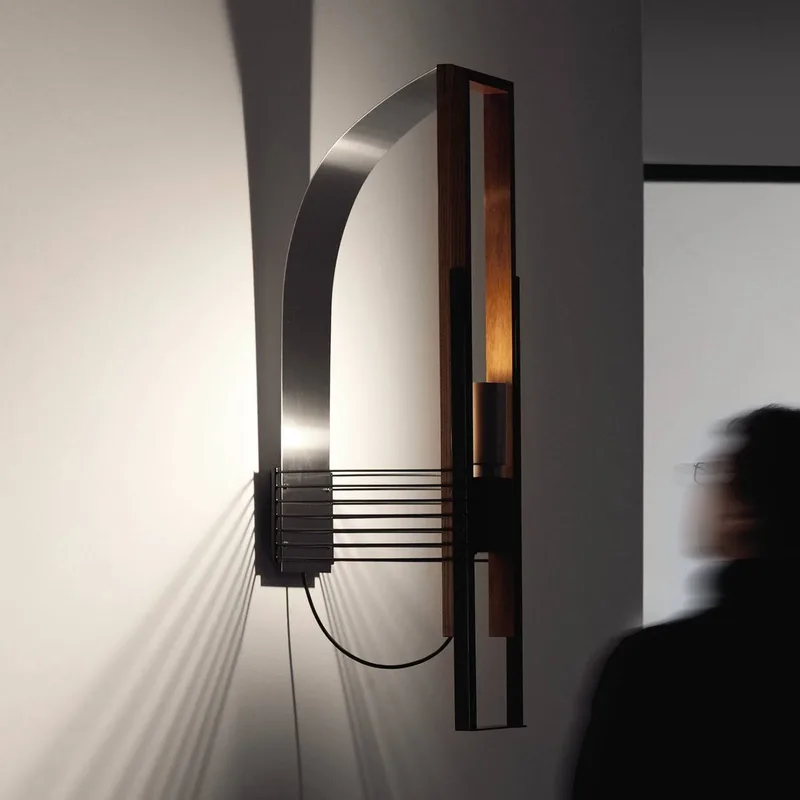 Marx wandlamp indirect stralend by Martinelli Luce in Roestvrijstaal, Hout licht – product photo