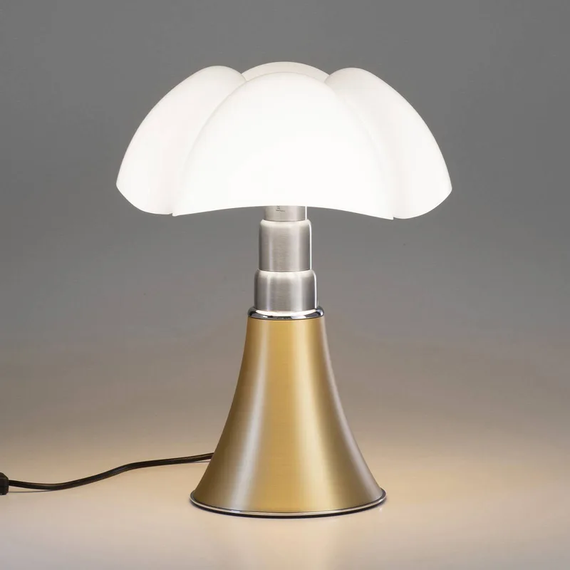 Minipipistrello tafellamp messing by Martinelli Luce in Messing gesatineerd, Roestvrijstaal gesatineerd, Opaalwit – product photo