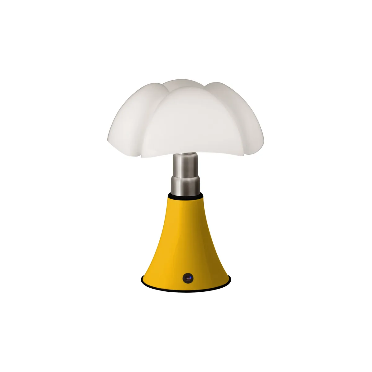 Schnurlosleuchte Pipistrello - Gelb - Gebürsteter Edelstahl - Designer Gae Aulenti de Martinelli Luce – photo du produit