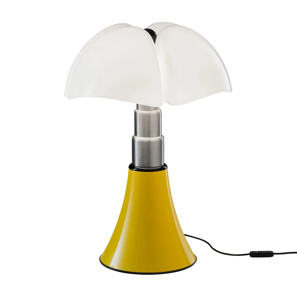 Tischleuchte Pipistrello - Gelb - Gebürsteter Edelstahl - Designer Gae Aulenti by Martinelli Luce – product photo