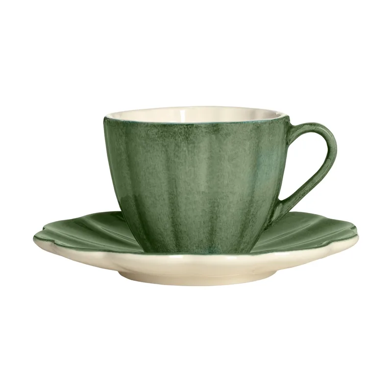 Oyster Tasse mit Untertasse 25 cl Forest green från Mateus – produktbild
