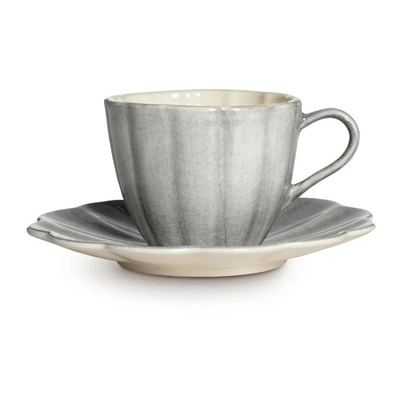 Oyster Tasse mit Untertasse 25 cl Grau från Mateus – produktbild
