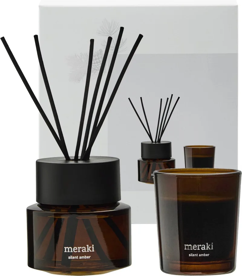 Gift box Silent Amber Diffuser + Scented Candle, 100 | 60 ml | g de Meraki en Marron – photo du produit