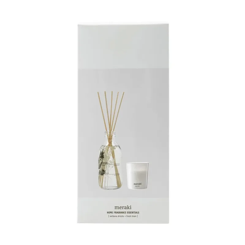 Meraki Geschenkset Duftstäbchen und Duftkerze Verbena drizzle-frische Leinen fra Meraki – produktbillede