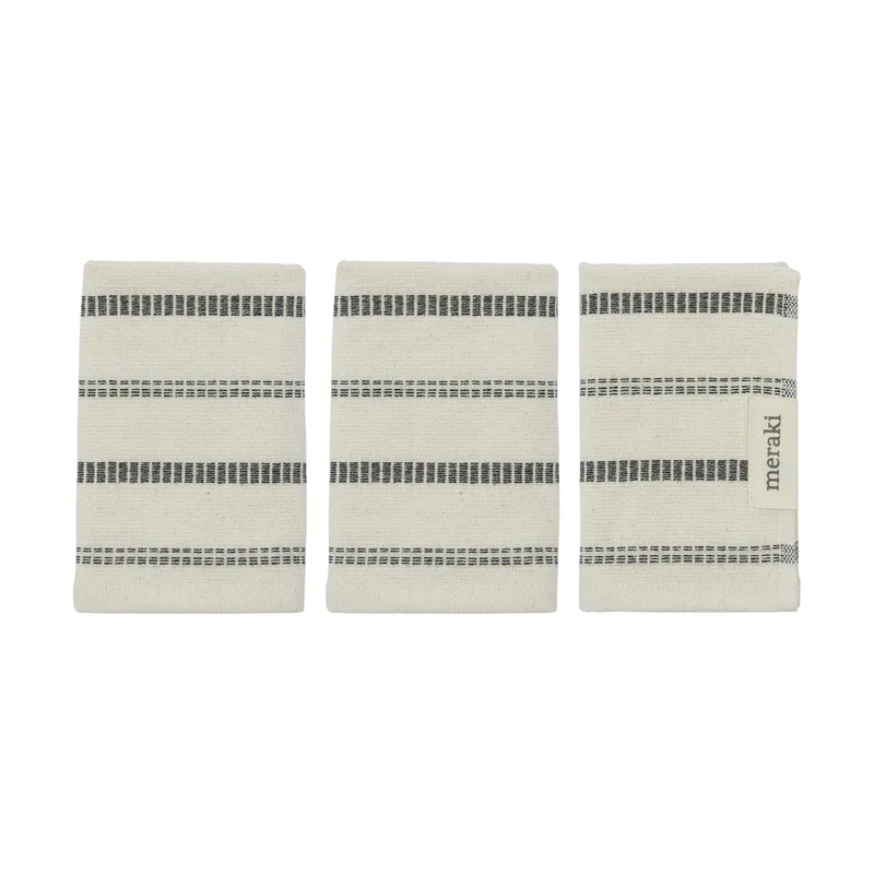 True Waschhandschuh 3-teilig Off-White-schwarz by Meraki – product photo