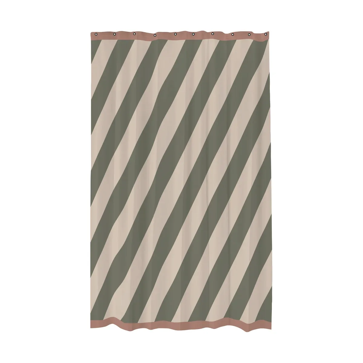 Diagonal douchegordijn Dark olive 150 x 200 cm fra Mette Ditmer – produktbillede