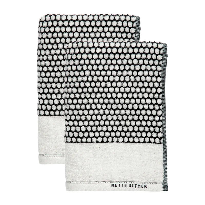 Grid Gästehandtuch 38 x 60 cm 2er-Pack Schwarz-off white by Mette Ditmer – product photo