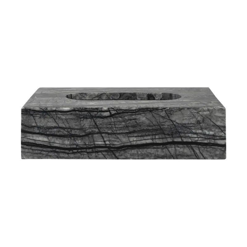 Marble Taschentuchbox 14x25,5cm Schwarz-grau von Mette Ditmer – Produktfoto