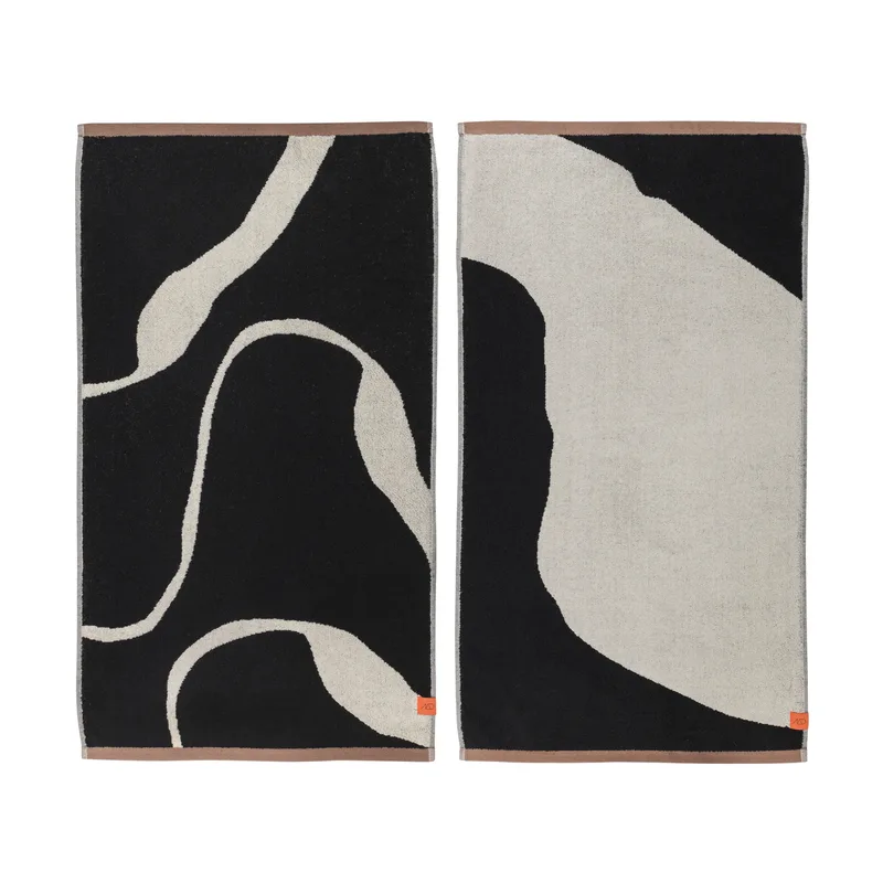 Nova Arte Gästehandtuch 40x55cm 2er Pack Black-off white van Mette Ditmer – productfoto