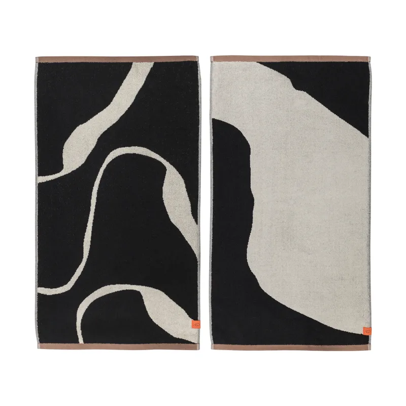 Nova Arte Handtuch 50x90cm 2er Pack Black-off white van Mette Ditmer – productfoto