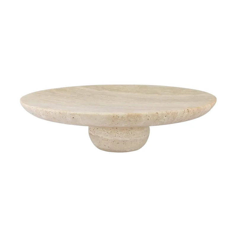 Travertin Sockel Linen, Ø32x8,5 cm van Mette Ditmer – productfoto