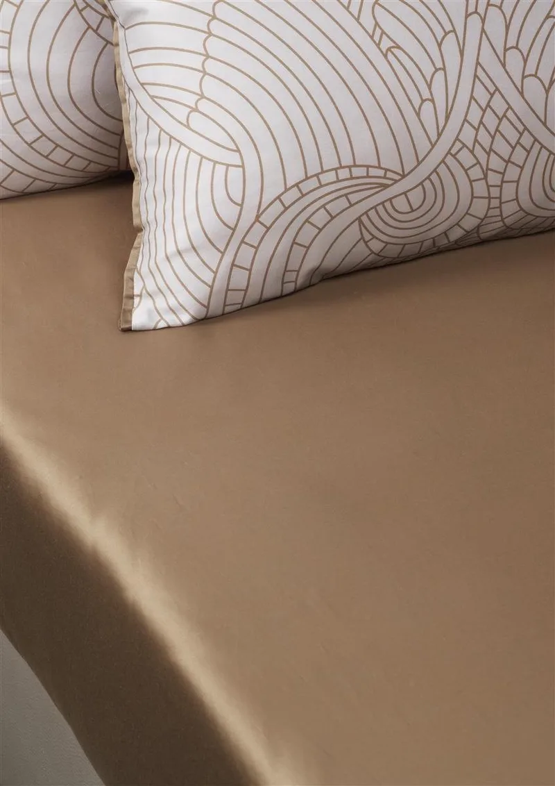 Katoensatijn - Hoeslaken - 180x200 by Moooi in Donker zand – product photo