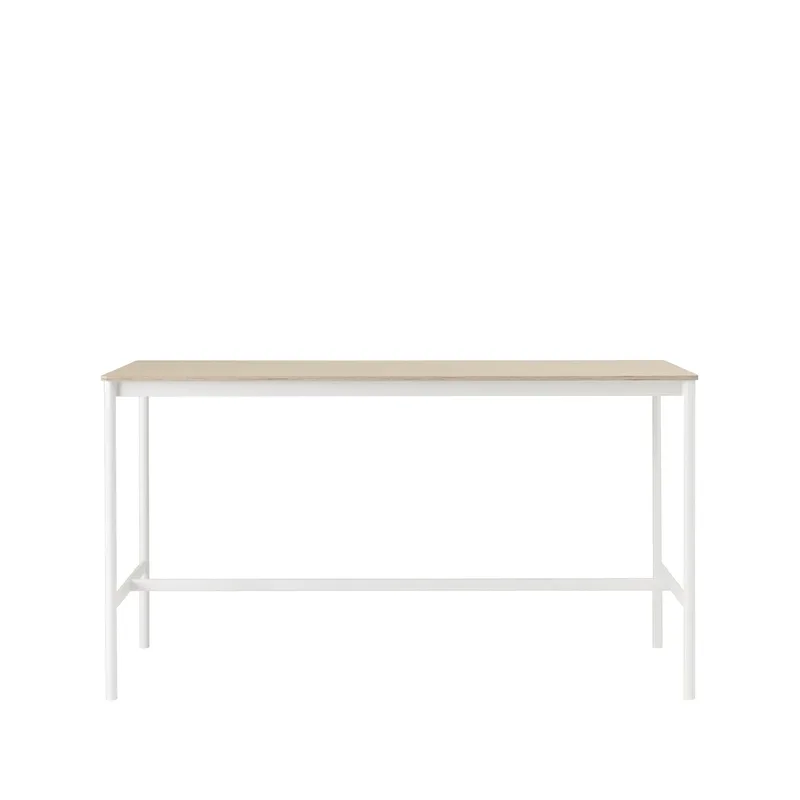 Base High Bartisch Oak, Weißes Gestell, plywoodkant, b85 l190 h105 by Muuto – product photo
