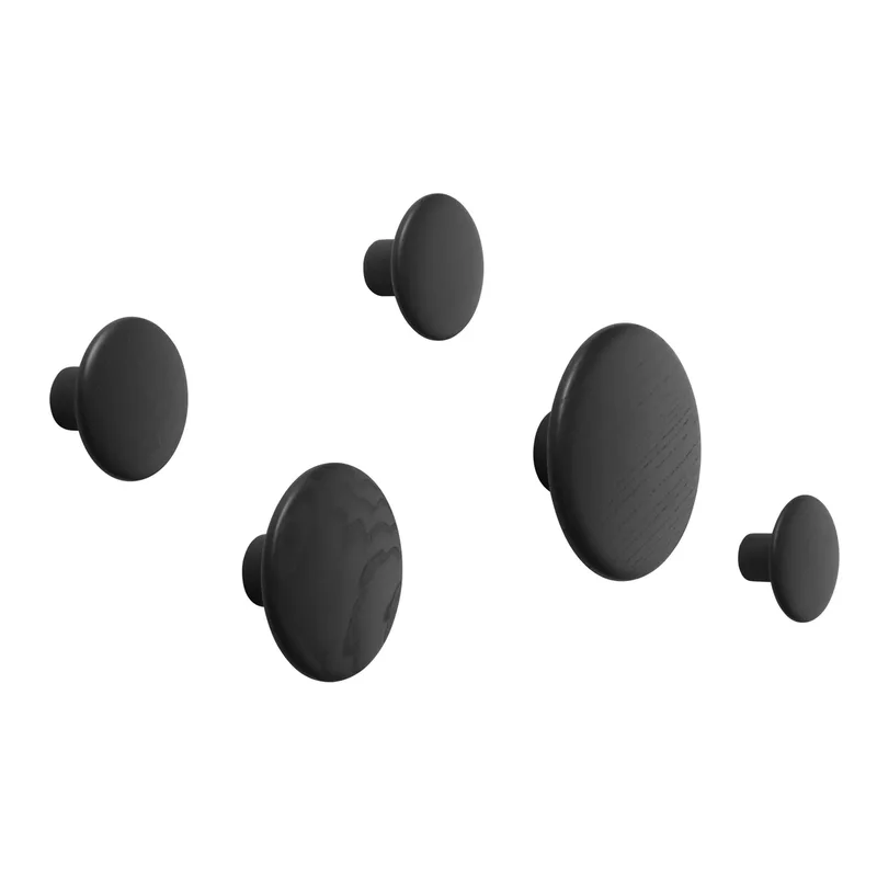 Dots Wandhaken 5er Set Schwarz lasierte Esche by Muuto – product photo