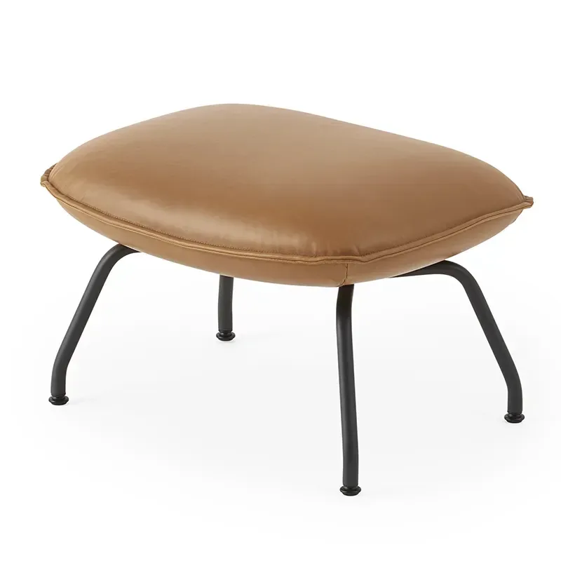 Doze Ottoman Tube Base - Refine Leather Cognac Anthracite Black by Muuto – product photo