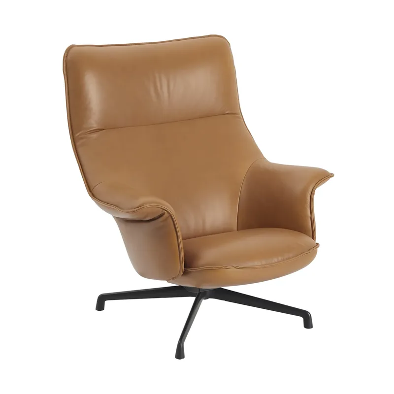 Doze Sessel swivel base Refine leather cognac-black från Muuto – produktbild