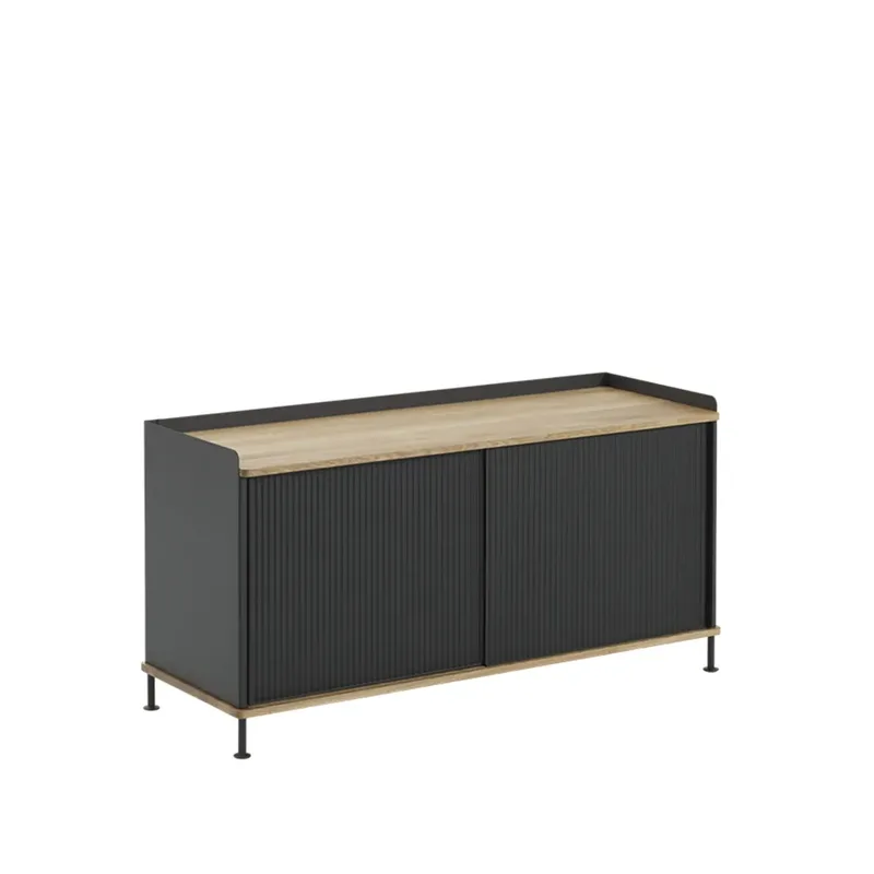 Enfold Low Sideboard Black-Oak-Metal von Muuto – Produktfoto