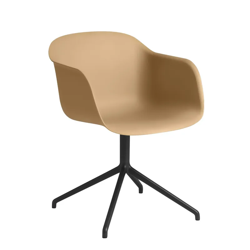 Fiber armchair Bürostuhl mit drehbarem Gestell Ocker-schwarz von Muuto – Produktfoto