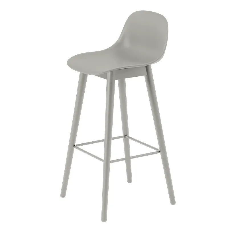 Fiber Barhocker hoch Wood Base - 75 cm - Grey/Grey von Muuto – Produktfoto