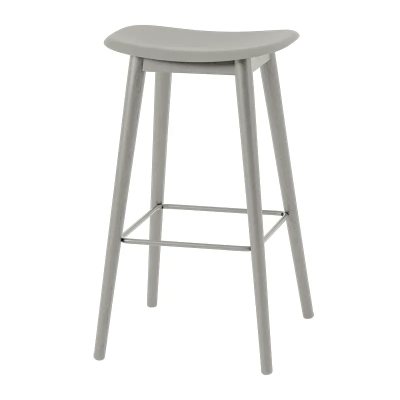 Fiber Barhocker hoch Wood Base - 75 cm - Grey/Grey von Muuto – Produktfoto