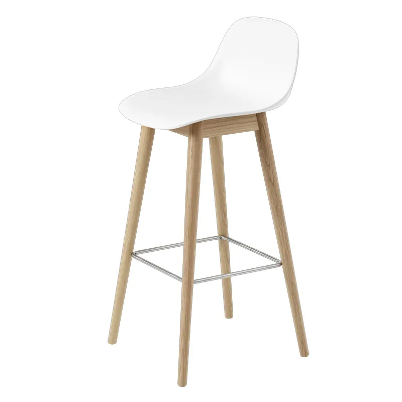 Fiber Barhocker hoch Wood Base - 75 cm - Natural White/Oak von Muuto – Produktfoto