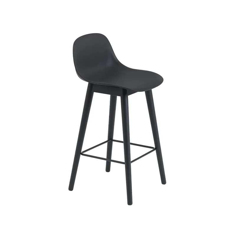 Fiber Barstuhl mit Rückenlehne 65 cm Black-Schwarze Beine by Muuto – product photo