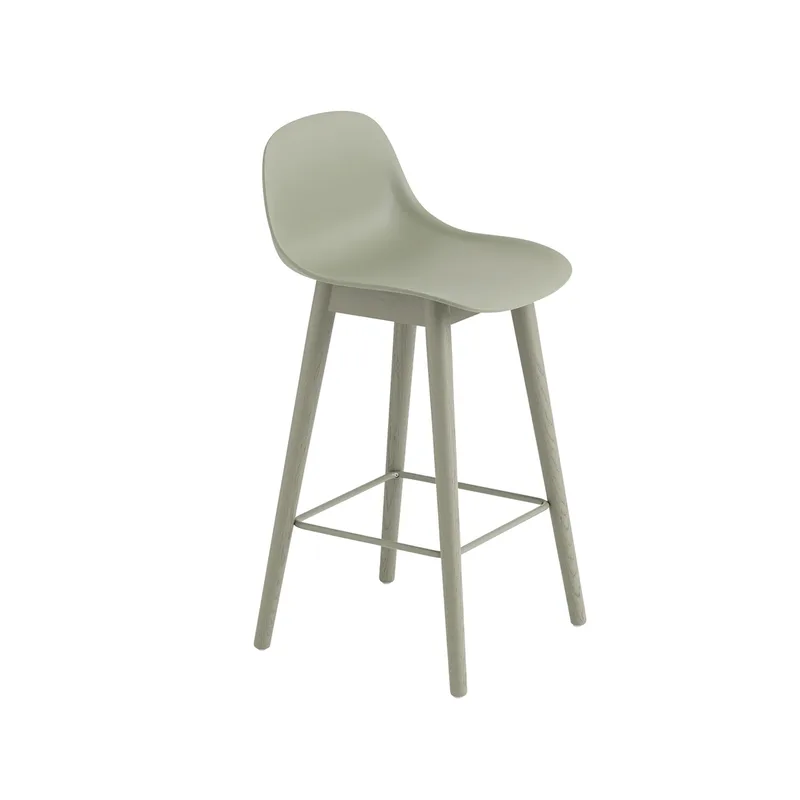 Fiber Barstuhl mit Rückenlehne 65 cm Dusty green-Grüne Beine de Muuto – photo du produit