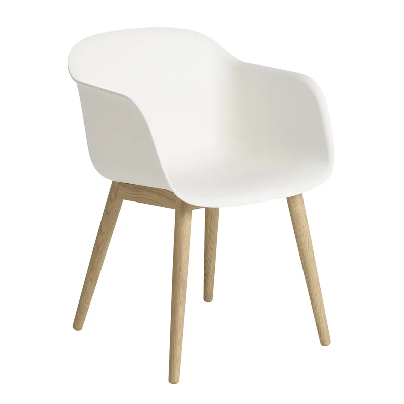 Fiber Chair Stuhl mit Armlehnen und Holzbeinen Natural white-Oak von Muuto – Produktfoto