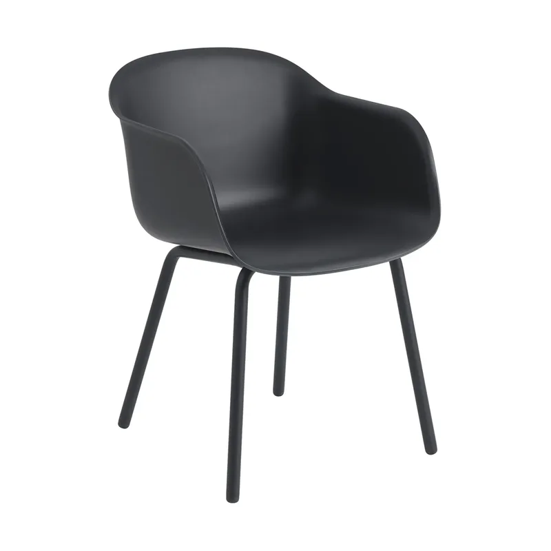Fiber Outdoor Armchair mit Stahlbeinen Anthracite black (plastic) von Muuto – Produktfoto