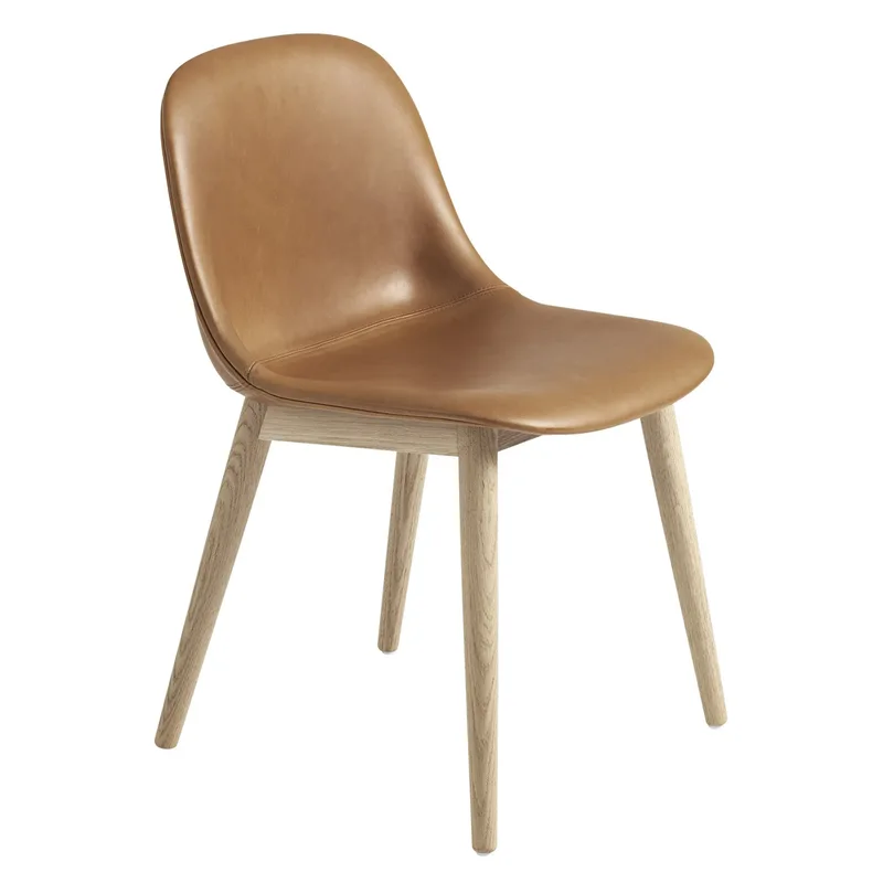 Fiber side chair Stuhl mit Holzbeinen Cognac leather-oak de Muuto – photo du produit