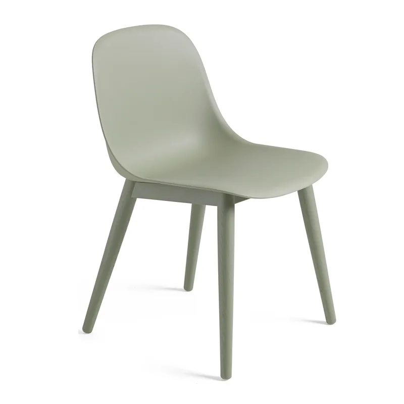 Fiber side chair Stuhl mit Holzbeinen Dusty green de Muuto – photo du produit