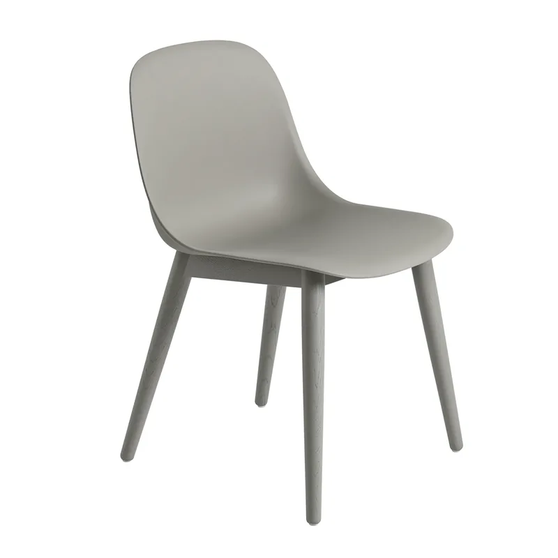 Fiber side chair Stuhl mit Holzbeinen Grey (Kunststoff) de Muuto – photo du produit