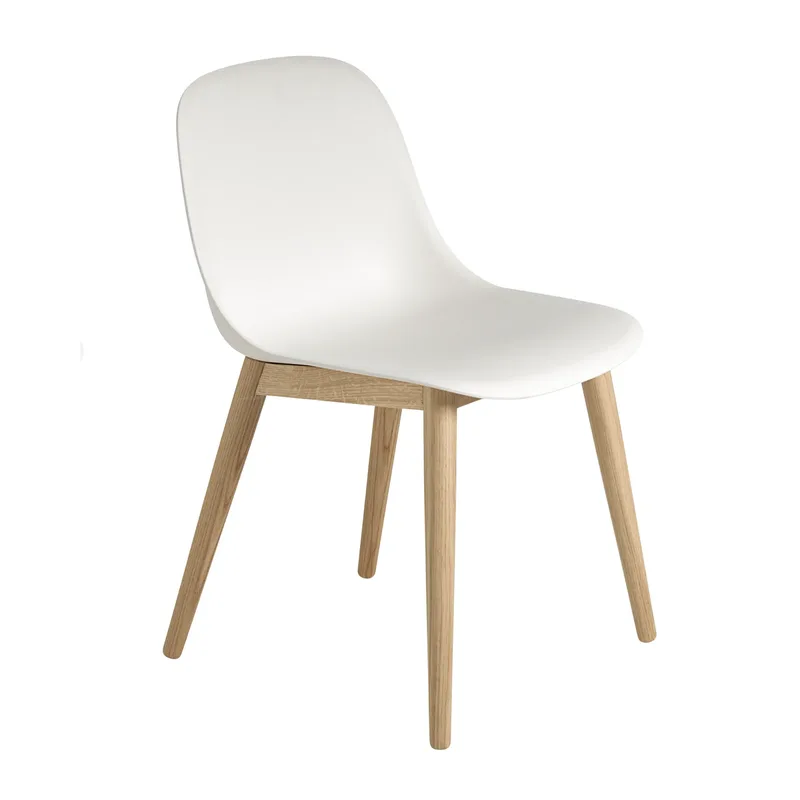 Fiber side chair Stuhl mit Holzbeinen Weiß-Eiche de Muuto – photo du produit
