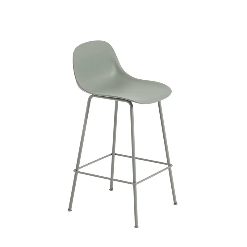 Fiber Tube Barstuhl mit Rückenlehne 65cm Dusty green de Muuto – photo du produit