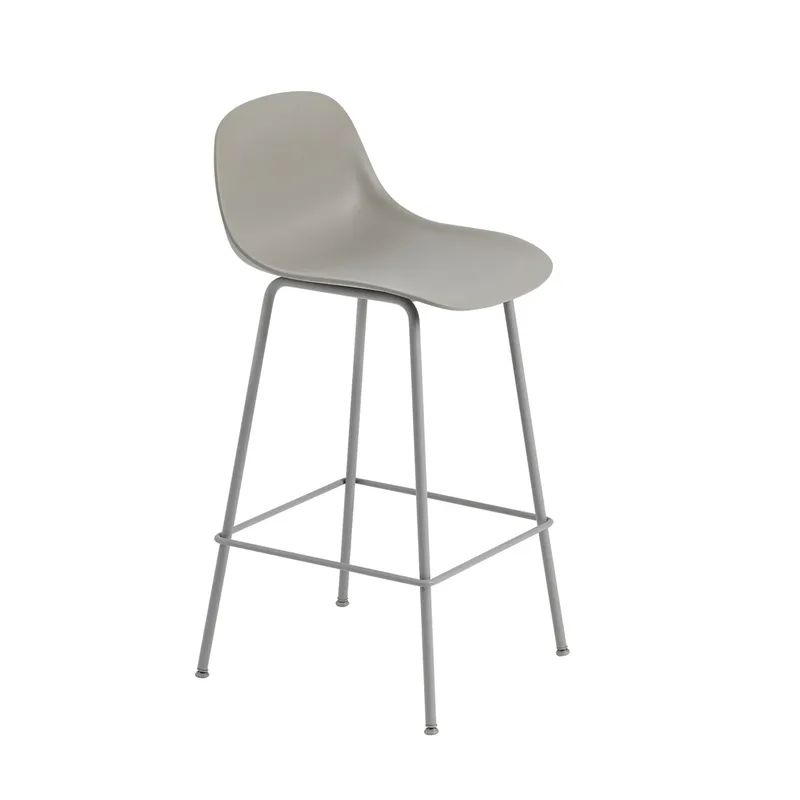 Fiber Tube Barstuhl mit Rückenlehne 65cm Grau de Muuto – photo du produit