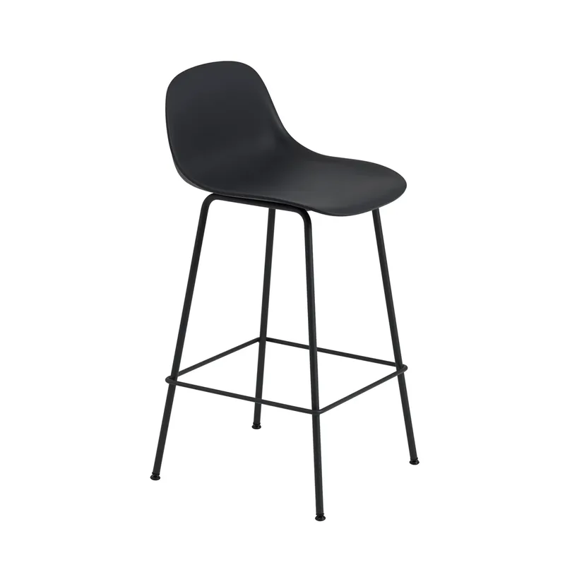 Fiber Tube Barstuhl mit Rückenlehne 65cm Schwarz de Muuto – photo du produit