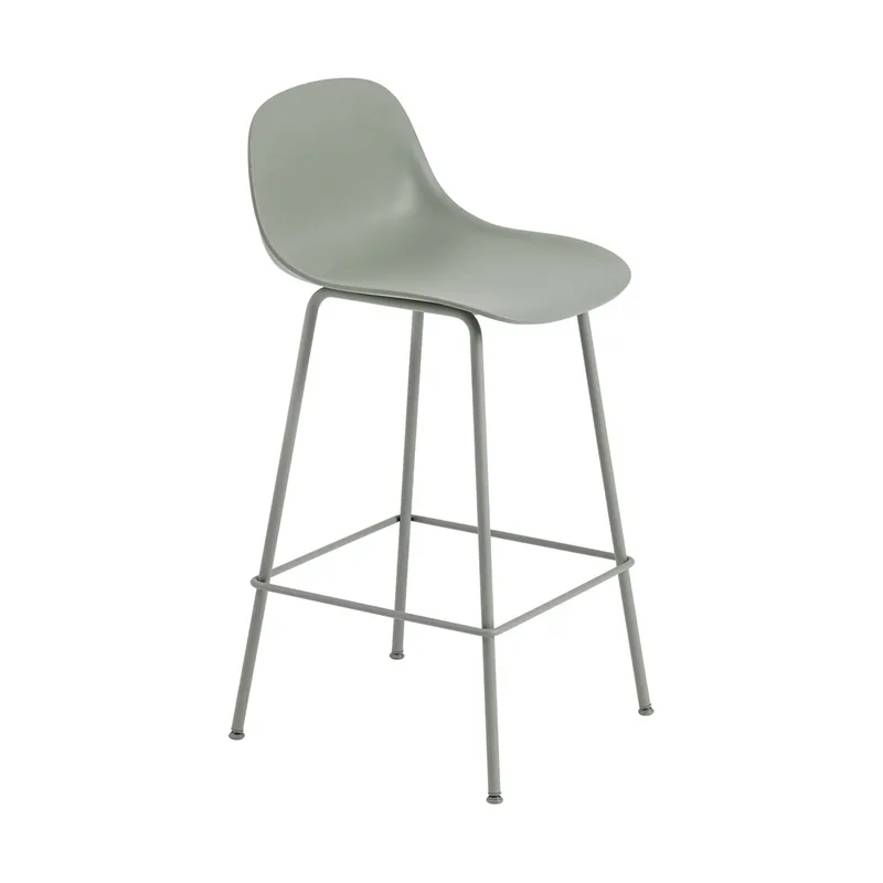 Fiber Tube Barstuhl mit Rückenlehne 75cm Dusty green de Muuto – photo du produit