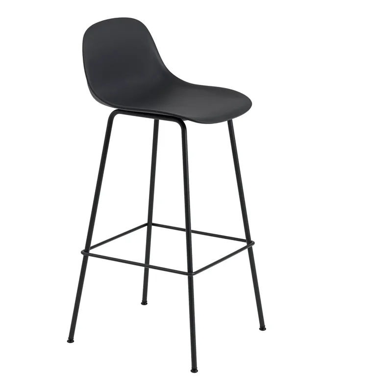 Fiber Tube Barstuhl mit Rückenlehne 75cm Schwarz de Muuto – photo du produit