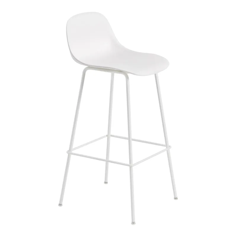 Fiber Tube Barstuhl mit Rückenlehne 75cm Weiß de Muuto – photo du produit