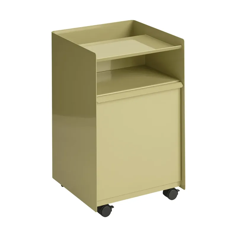 Folded Trolley Rollwagen mit Schublade Dunkelbeige Grün van Muuto – productfoto