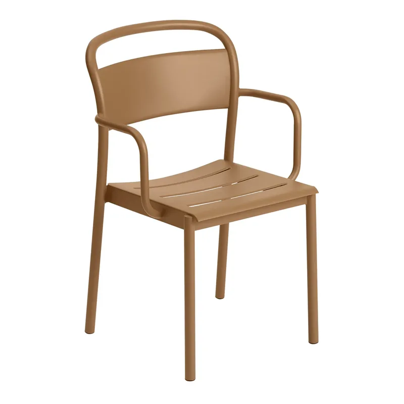 Linear steel armchair Armstuhl Burnt orange by Muuto – product photo