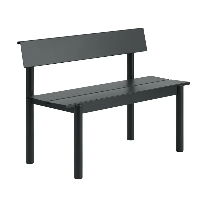Linear Steel Bank mit Rückenlehne Black, 110x34 cm by Muuto – product photo