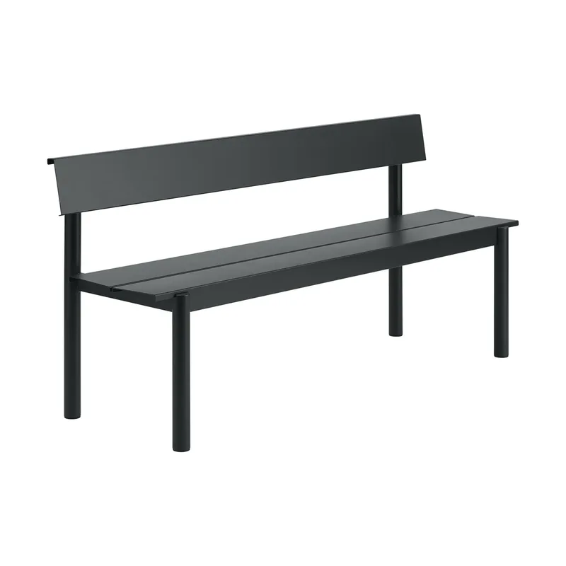 Linear Steel Bank mit Rückenlehne Black, 170x34 cm by Muuto – product photo