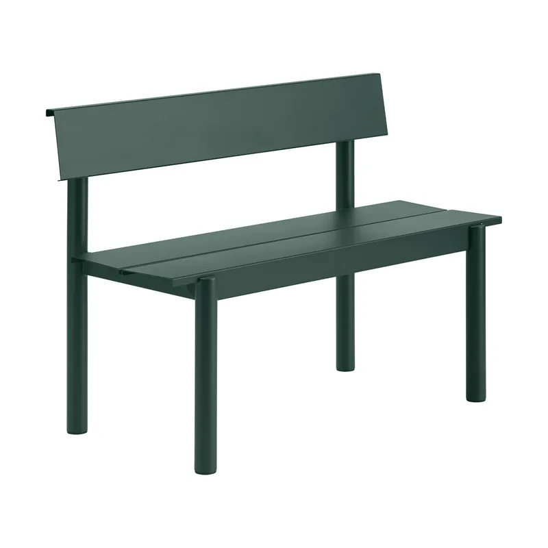 Linear Steel Bank mit Rückenlehne Dark green, 110x34 cm by Muuto – product photo