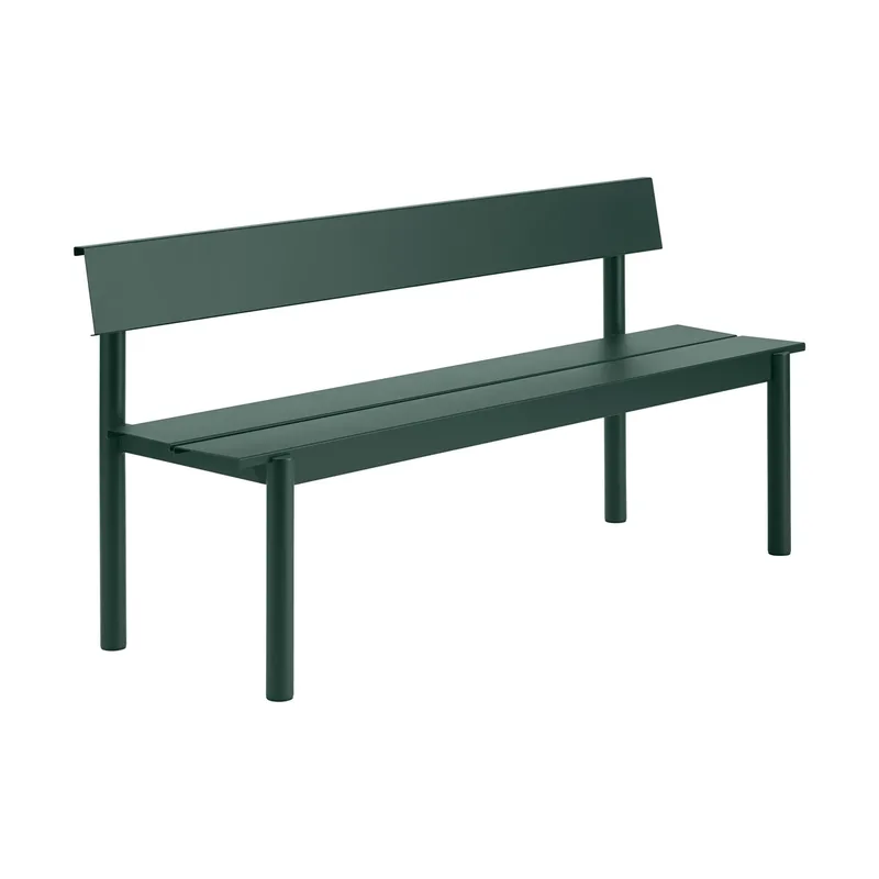Linear Steel Bank mit Rückenlehne Dark green, 170x34 cm by Muuto – product photo