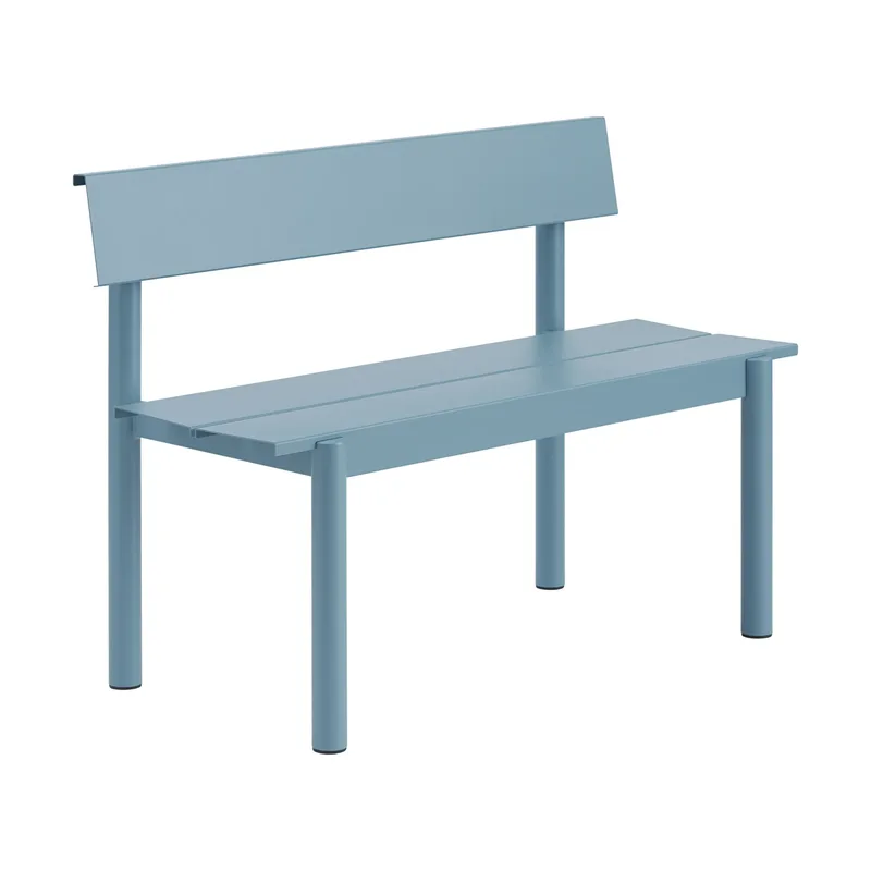 Linear Steel Bank mit Rückenlehne Pale blue, 110x34 cm by Muuto – product photo