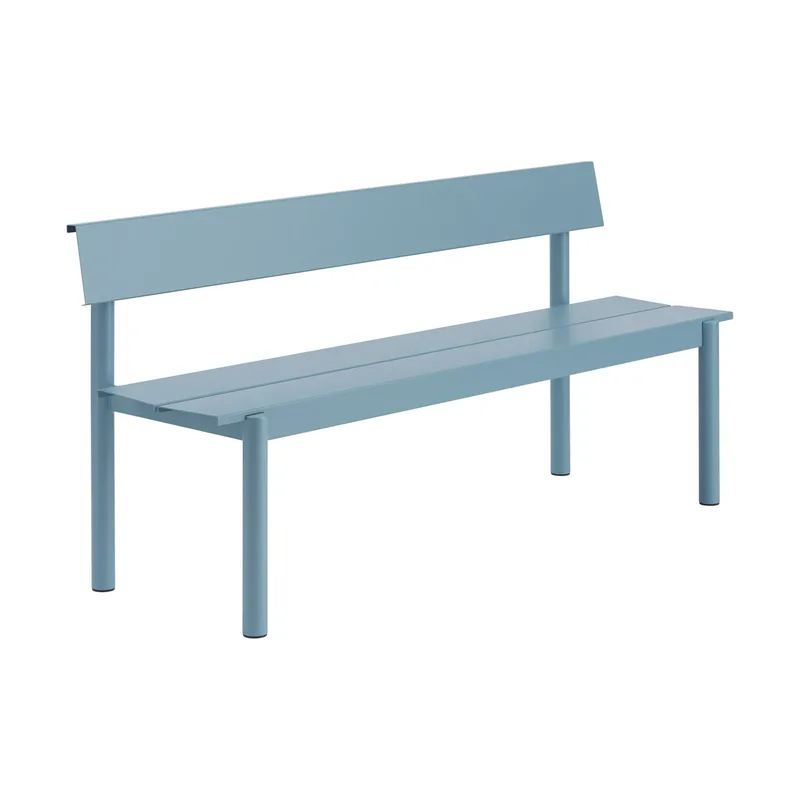 Linear Steel Bank mit Rückenlehne Pale blue, 170x34 cm by Muuto – product photo