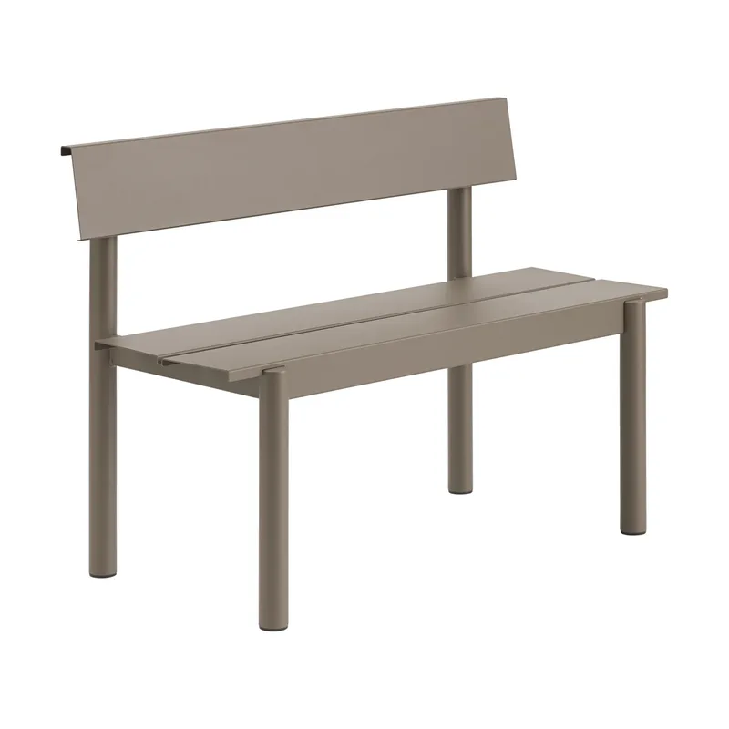 Linear Steel Bank mit Rückenlehne Taupe, 110x34 cm de Muuto – photo du produit